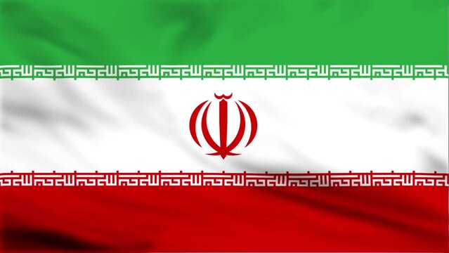 An animated video of the Iranian flag waving gracefully. Features the national emblem and Kufic script. A seamless loop for backgrounds and presentations.