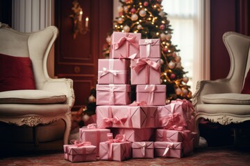Christmas tree and presents, gifts