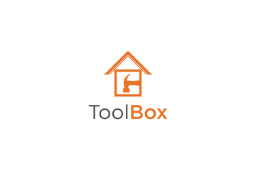 Tool box hammer house logo design icon symbol handyman kit