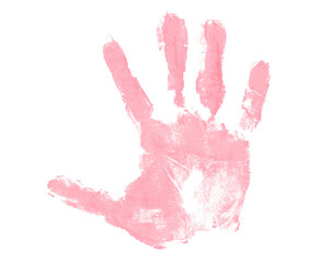 pink hand print isolated on transparent background human palm and fingers