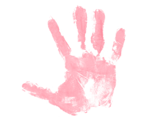 pink hand print isolated on transparent background human palm and fingers
