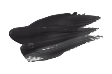 Shiny black gray brush watercolor painting isolated on transparent background. watercolor png