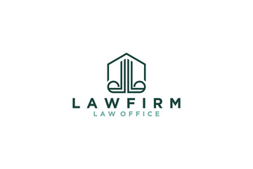 Law firm logo design pillar house icon symbol illustration line style