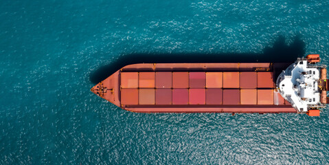 large cargo ship in the middle of the sea with merchandise