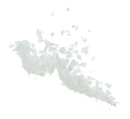 Obraz premium Salt mix flying explosion, great big white salts flower explode abstract cloud fly. Salt rock splash in air, seasoning element design. White background isolated high speed freeze motion