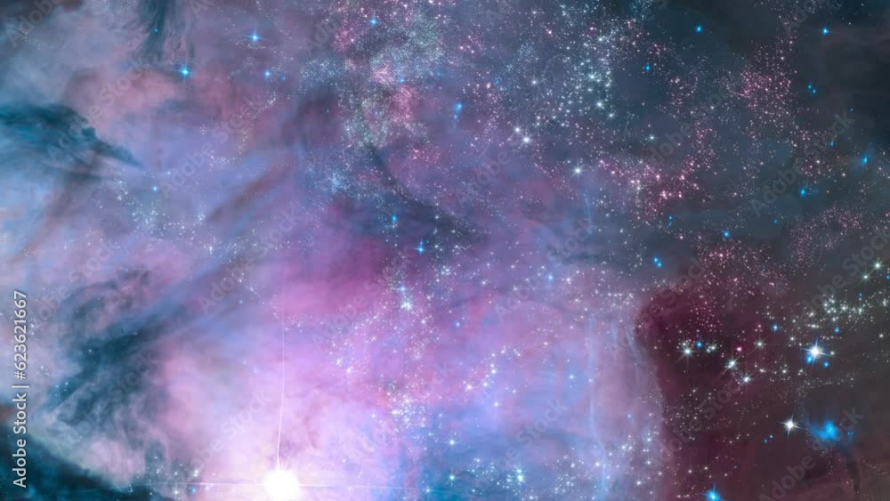 Wall mural traveling through star fields in deep space (loop).
