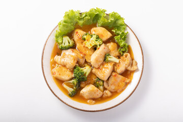 鶏肉とブロッコリーのチリソース煮