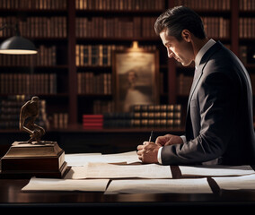 lawyer reviewing contract ai generative art