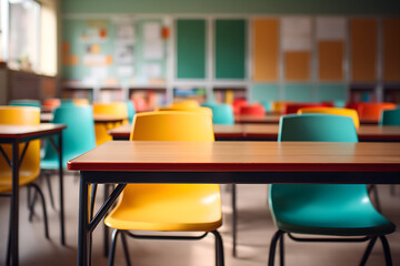Concept of back to school, empty classroom