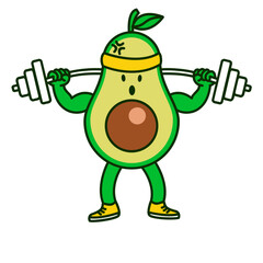 Avocado workout cute character illustration