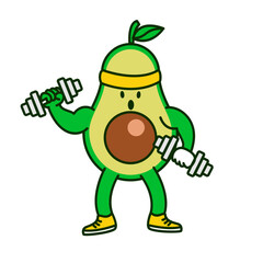 Avocado workout cute character illustration