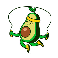 Avocado workout cute character illustration