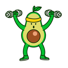 Avocado workout cute character illustration