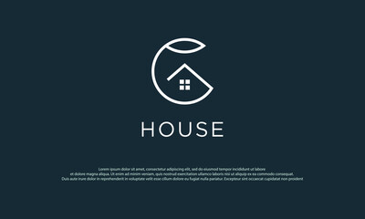 House Logo. House Symbol Geometric Linear Style isolated on Double Background. Usable for Real Estate, Construction, Architecture and Building Logos.