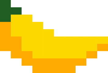 Banana cartoon icon in pixel style.