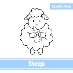 Coloring Page of a Sheep. Suitable for children's activity