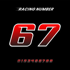 Racing Number 67 Design Vector Template