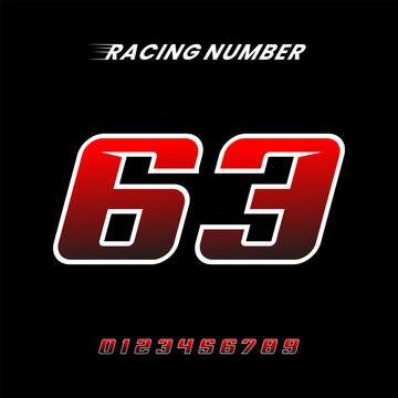 Racing Number 63 Design Vector Template