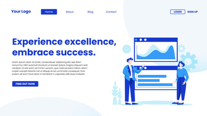 Landing page company business template in flat design vector illustration concept