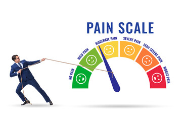 Concept of pain scale from moderate to strong