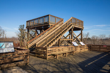 Observation deck at Fort Washington state park in winter Pennsylvania.