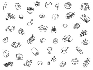 食べ物の壁紙筆書きイラスト
