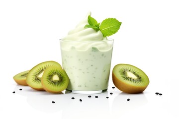 Fototapeta na wymiar Smoothie Kiwi fruits yogurt isolated on white background PNG