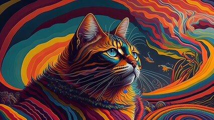 A psychedelic cat DMT-inspired