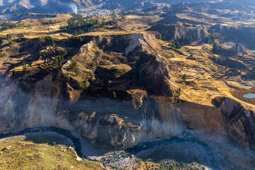Aerial view of the Colca canyon in Arequipa