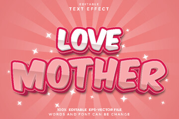 Love Mother Editable Text Effect 3D Cartoon Style