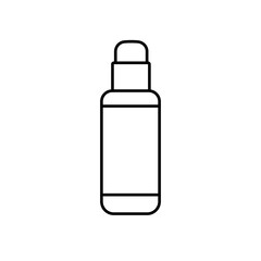 Cosmetic bottle in line art style, isolated on white background
