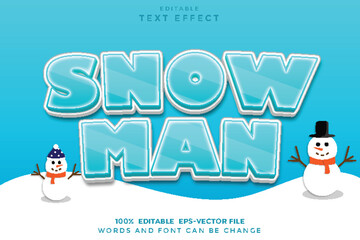 Snow Man Editable Text Effect 3D Cartoon Style