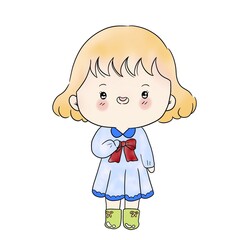 Cartoon cute colorful cute girl. Hand drawn. Seamless pattern. Fashion cartoon elements. Modern and popular in the market