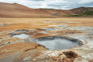 Boiling mud in the geothermal area of N&aacute;mafjall near Lake M&yacute;vatn in Iceland