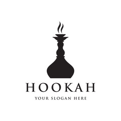 Isolated hookah, shisha or water pipe Logo design for club, bar, cafe and shop.