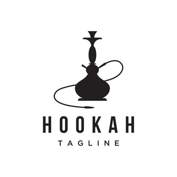Isolated hookah, shisha or water pipe Logo design for club, bar, cafe and shop.