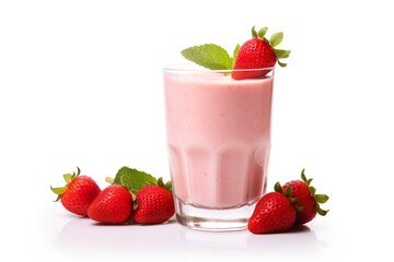  Smoothie strawberry fruits yogurt isolated on white background PNG