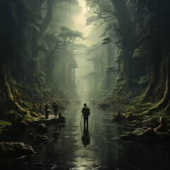 Obraz premium person in the forest