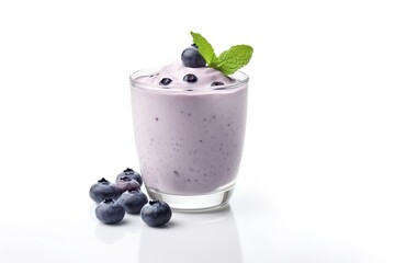  Smoothie blueberry fruits yogurt isolated on white background PNG
