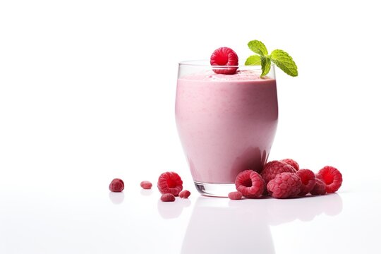  Smoothie Rasberry fruits yogurt isolated on white background PNG