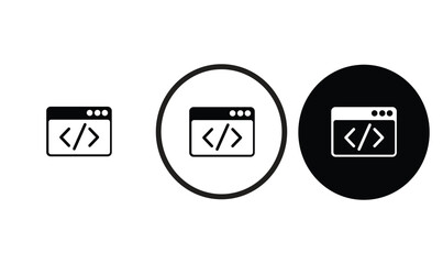 code icon black outline for web site design 
and mobile dark mode apps 
Vector illustration on a white background