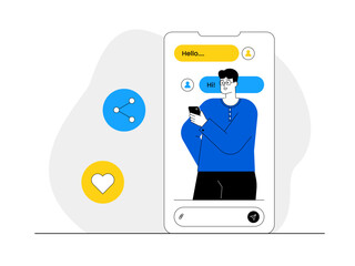 Social network. Modern design vector illustration. Chatting mobile app vector illustration. Social media flat illustration