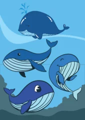 Fototapete Wal Whale fish cartoon Illustration for kids  