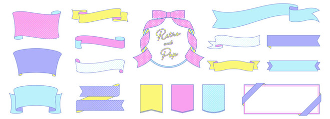 retro cute 80's style ribbon frame design