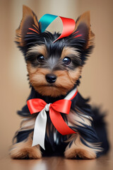 the close up Yorkshire Terrier puppy