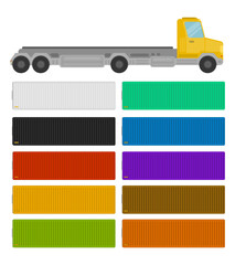Obraz premium Illustration of trailers trucks container transportation industry concept vector