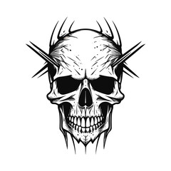 Obraz premium Hard rock metal skull with horns.