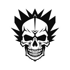 Hard rock metal skull with horns.