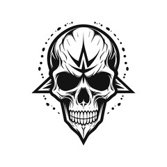 Hard rock metal skull with horns.