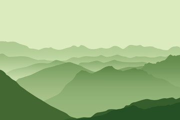 Beautiful landscape in mountains. Vector illustration in flat style.